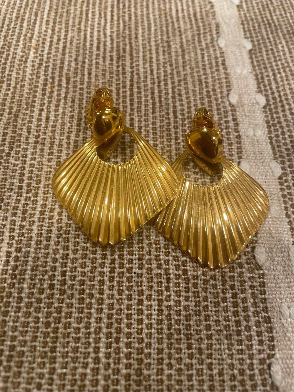 Gold-Tone Statement Fan Drop Earrings